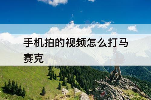 手机拍的视频怎么打马赛克