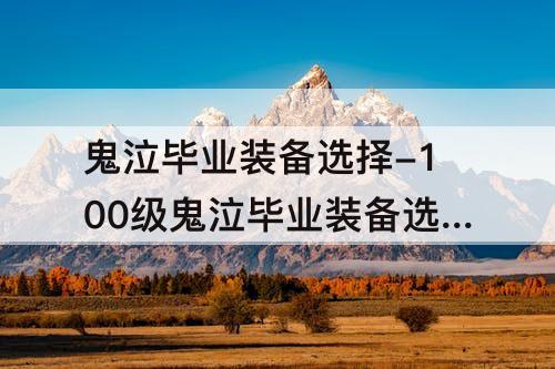 鬼泣毕业装备选择-100级鬼泣毕业装备选择