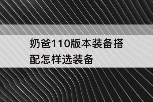 奶爸110版本装备搭配怎样选装备