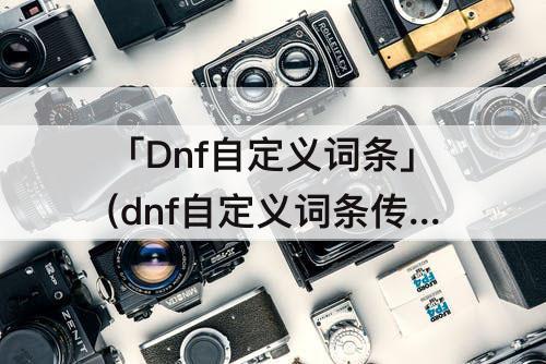 「Dnf自定义词条」(dnf自定义词条传送条件)