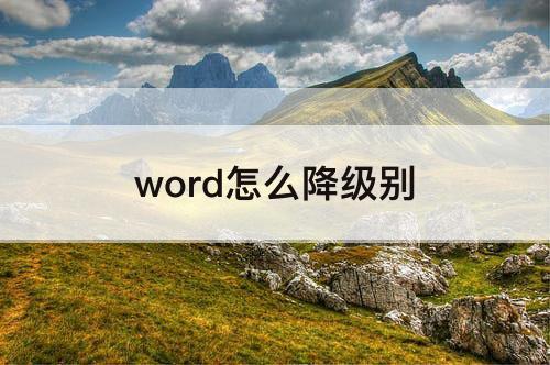 word怎么降级别