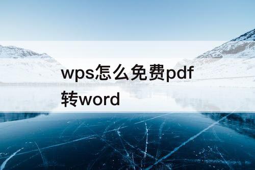 wps怎么免费pdf转word