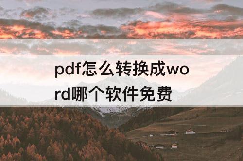 pdf怎么转换成word哪个软件免费