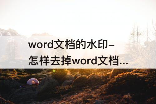 word文档的水印-怎样去掉word文档的水印图片