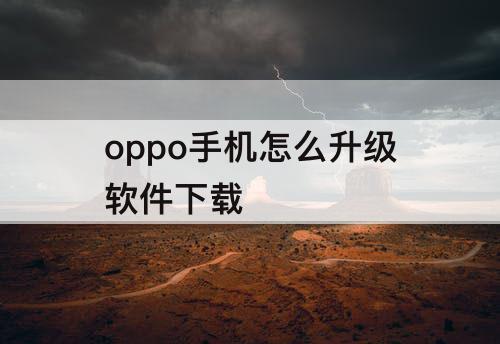 oppo手机怎么升级软件下载