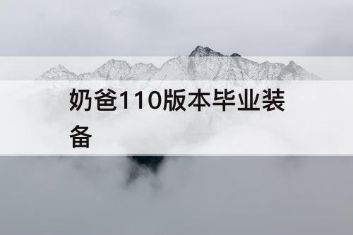 奶爸110版本毕业装备