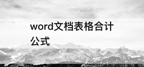 word文档表格合计公式
