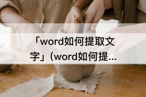 「word如何提取文字」(word如何提取文字中的数字)