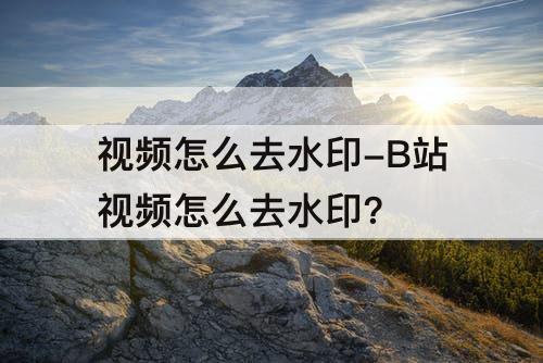 视频怎么去水印-B站视频怎么去水印?