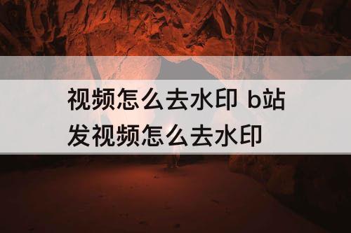 视频怎么去水印 b站发视频怎么去水印