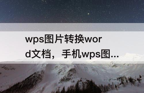 wps图片转换word文档，手机wps图片转换word文档转换出来不一样