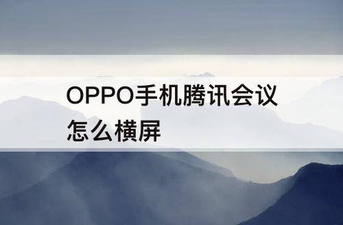 OPPO手机腾讯会议怎么横屏