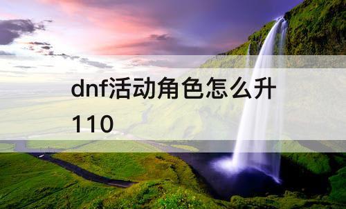 dnf活动角色怎么升110