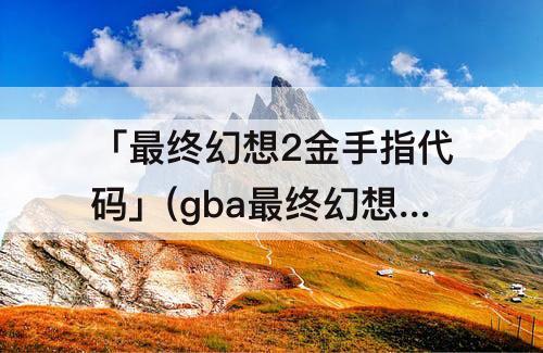 「最终幻想2金手指代码」(gba最终幻想2金手指代码格式错误)