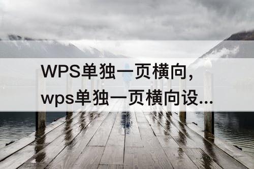 WPS单独一页横向，wps单独一页横向设置页码