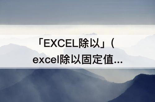 「EXCEL除以」(excel除以固定值)