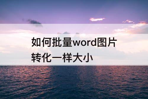 如何批量word图片转化一样大小