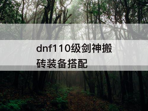 dnf110级剑神搬砖装备搭配