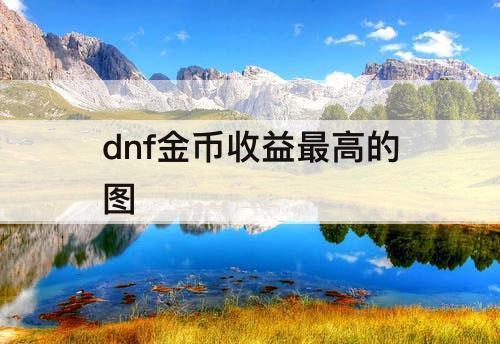 dnf金币收益最高的图