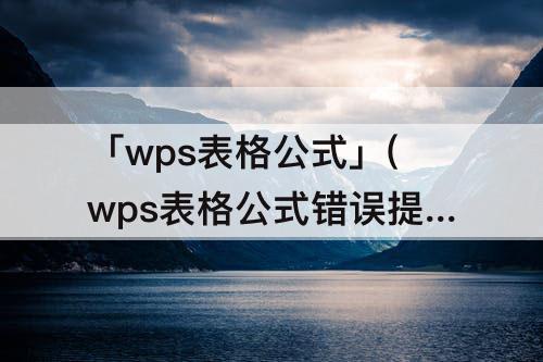 「wps表格公式」(wps表格公式错误提示怎么设置)