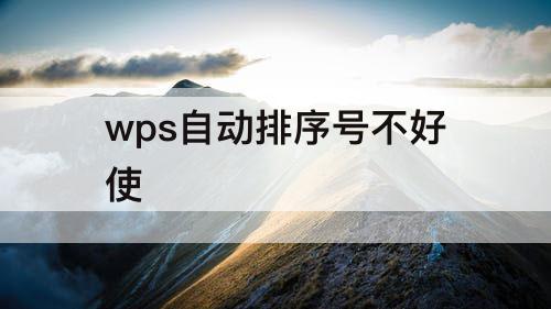 wps自动排序号不好使