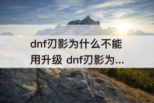 dnf刃影为什么不能用升级 dnf刃影为什么不能用升级卷