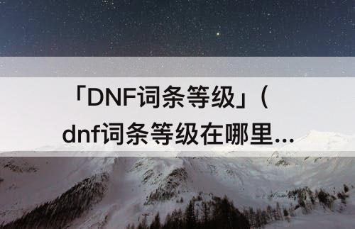 「DNF词条等级」(dnf词条等级在哪里看)
