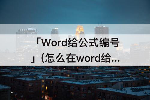 「Word给公式编号」(怎么在word给公式编号)