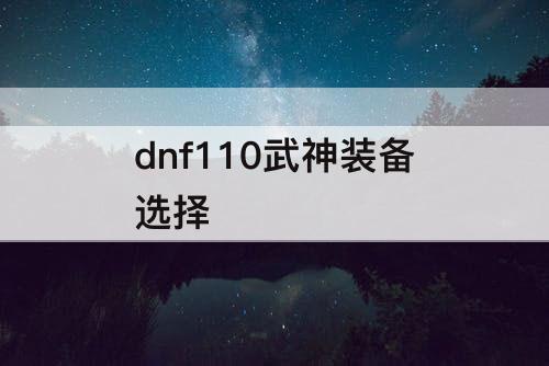 dnf110武神装备选择