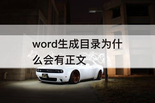 word生成目录为什么会有正文