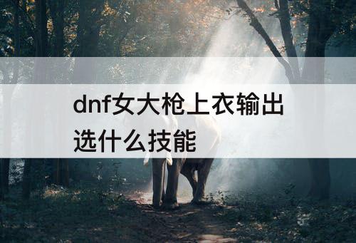 dnf女大枪上衣输出选什么技能