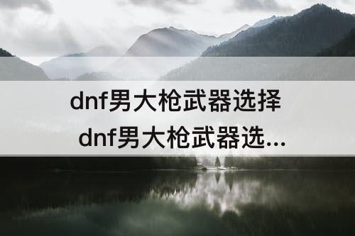 dnf男大枪武器选择 dnf男大枪武器选择制式还是cp