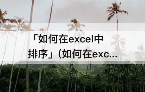 「如何在excel中排序」(如何在excel中排序职称)