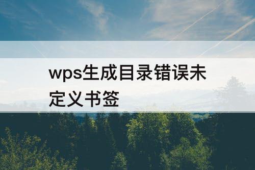 wps生成目录错误未定义书签