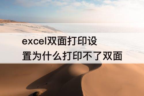 excel双面打印设置为什么打印不了双面