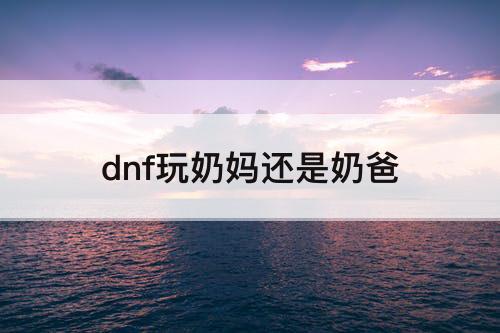 dnf玩奶妈还是奶爸