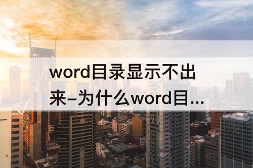 word目录显示不出来-为什么word目录显示不出来