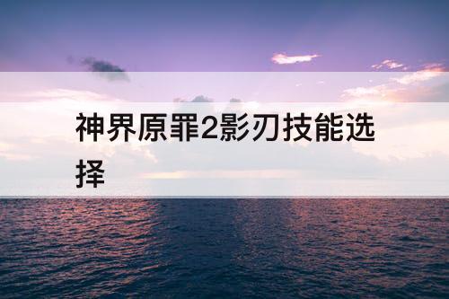 神界原罪2影刃技能选择