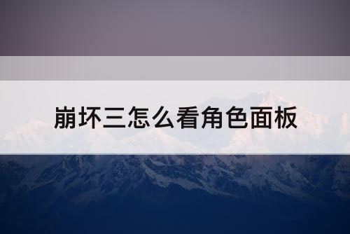 崩坏三怎么看角色面板