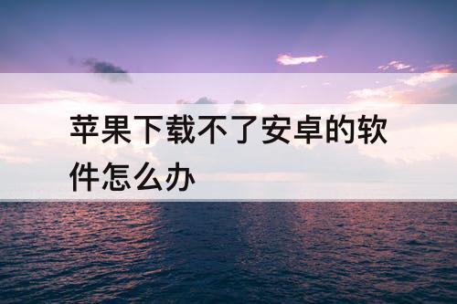 苹果下载不了安卓的软件怎么办