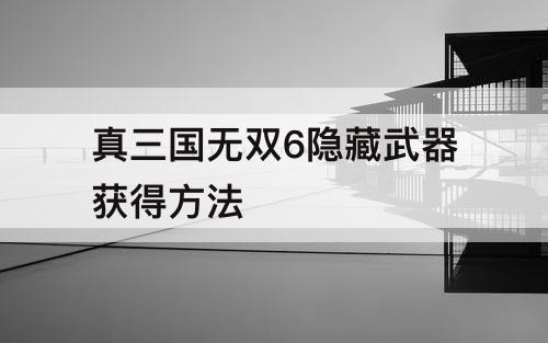真三国无双6隐藏武器获得方法