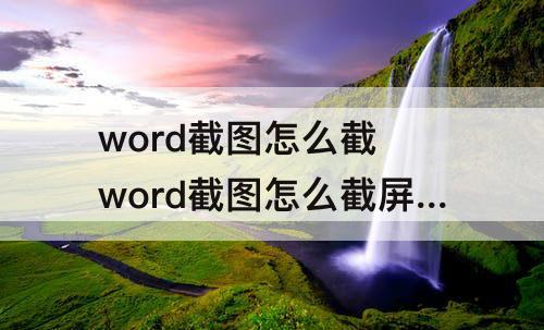 word截图怎么截 word截图怎么截屏整个文档
