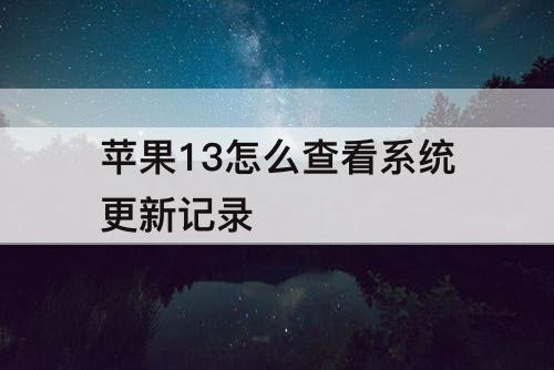 苹果13怎么查看系统更新记录