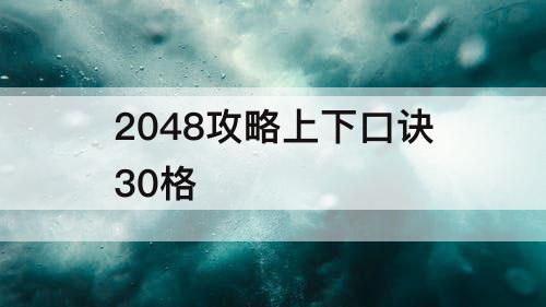 2048攻略上下口诀30格
