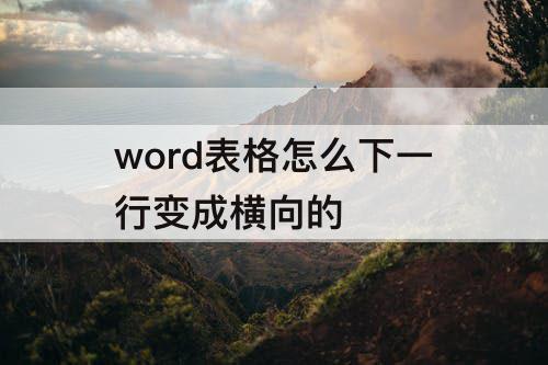 word表格怎么下一行变成横向的
