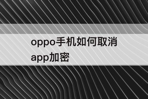 oppo手机如何取消app加密