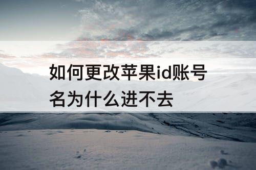如何更改苹果id账号名为什么进不去