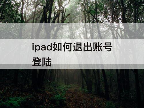ipad如何退出账号登陆