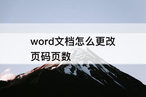 word文档怎么更改页码页数