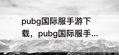 pubg国际服手游下载，pubg国际服手游下载安装包安装失败
